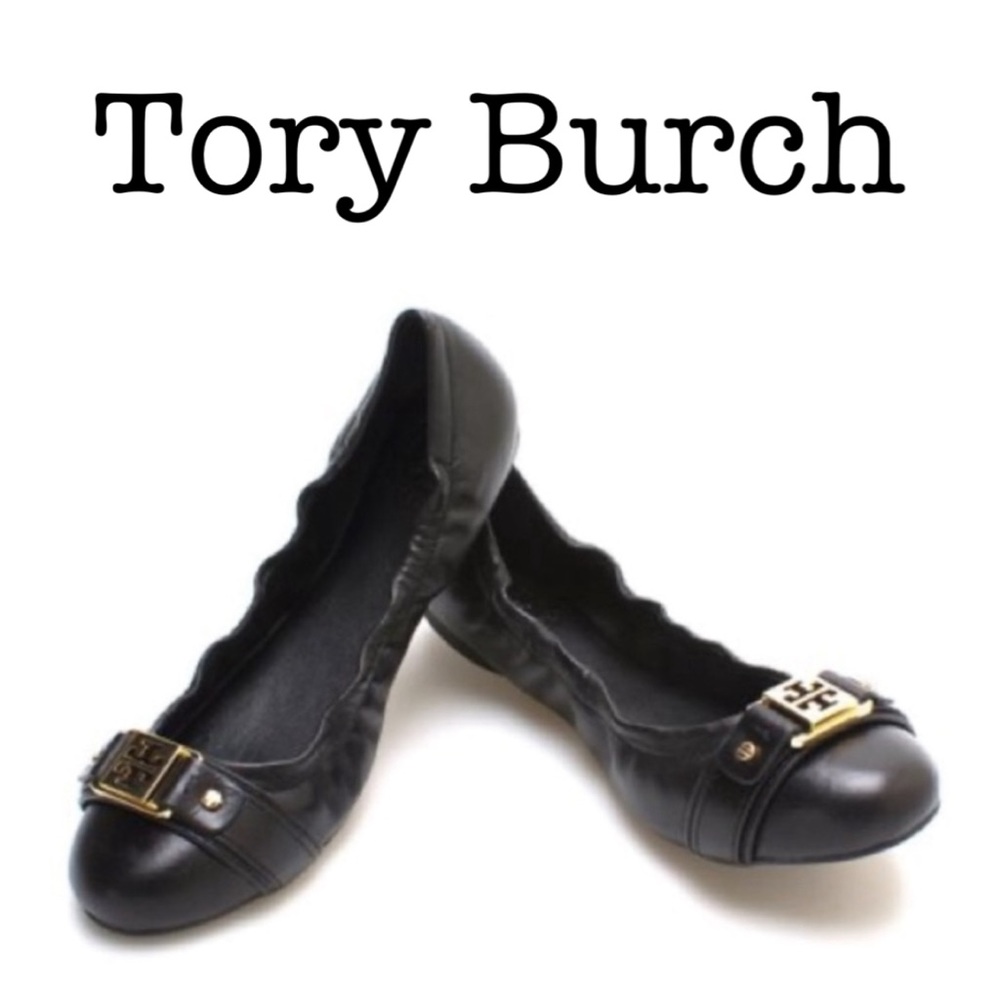 Tory Burch Black Leather Flats size 7 1/2
